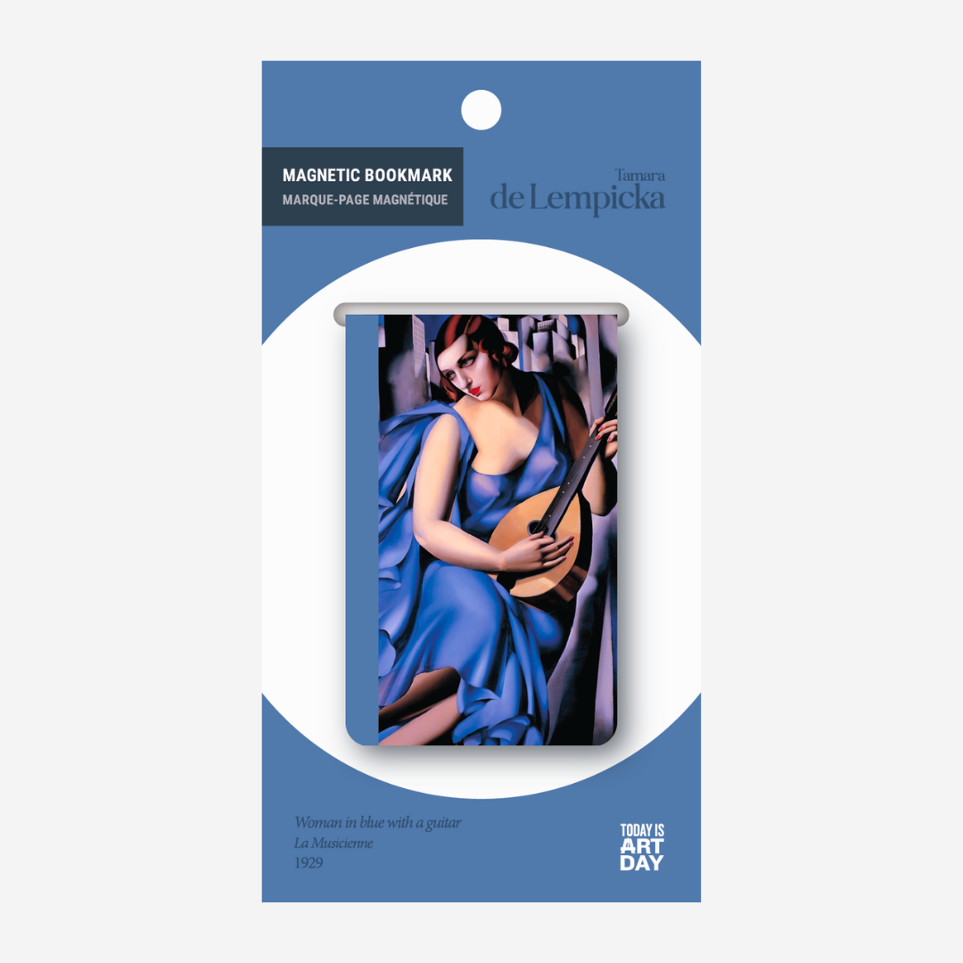 Tamara de Lempicka Magnetic Bookmark — Woman in Blue with a Guitar