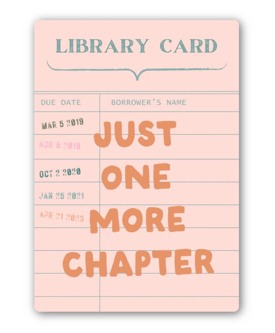 Pink library card with &