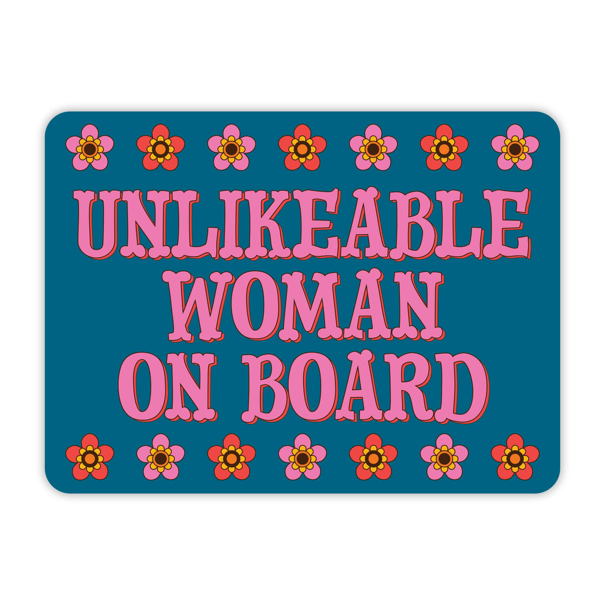 Blue sign with pink text &