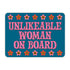 Blue sign with pink text &