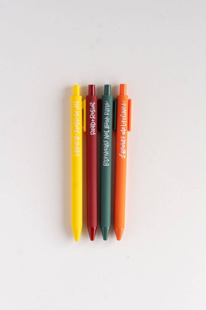 Read &amp; Rebel Bookish Gel Pens | Set of 4 Reader Advocacy Pens