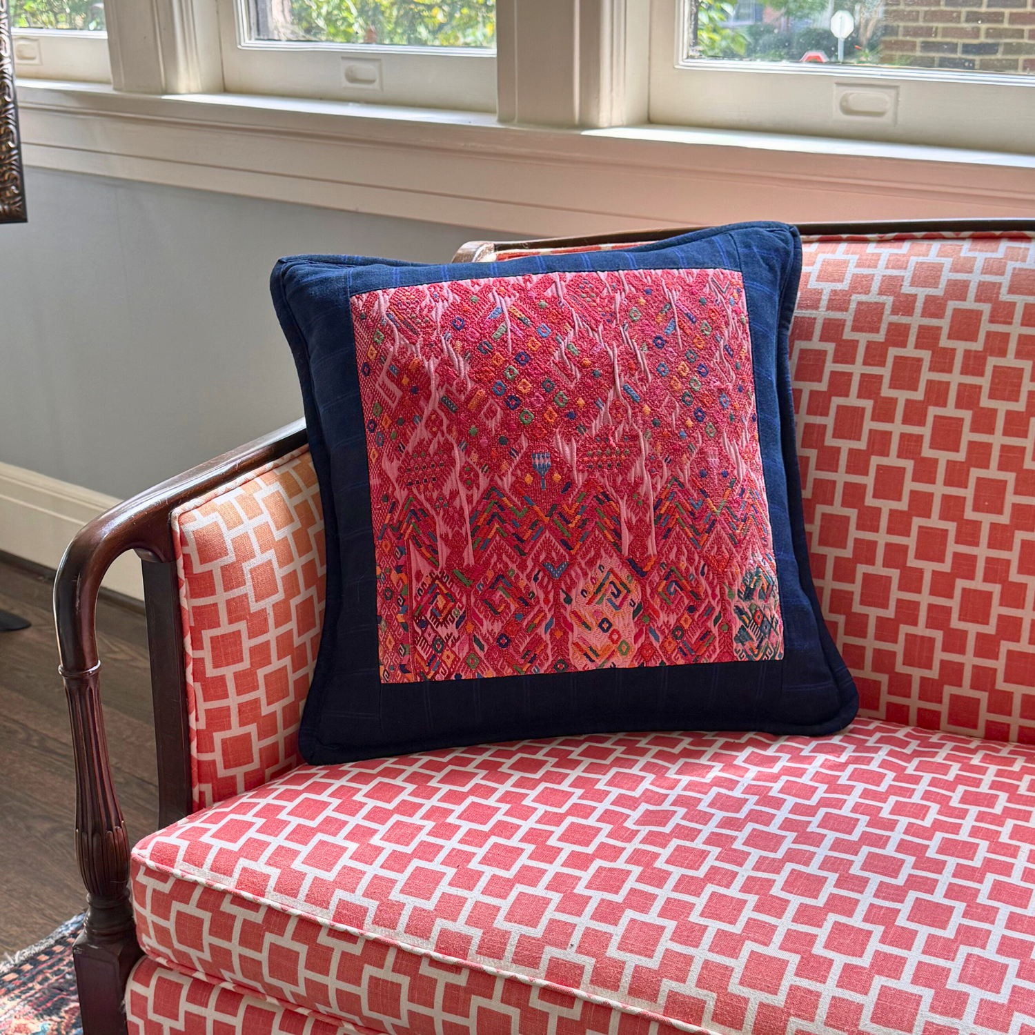 Embroidered Huipil &amp; Handwoven Corte Throw Pillow Cover