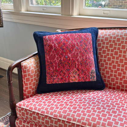 Embroidered Huipil &amp; Handwoven Corte Throw Pillow Cover