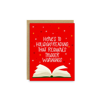 Holiday Reading Trigger Warnings Card | Funny Bookish Holiday Card