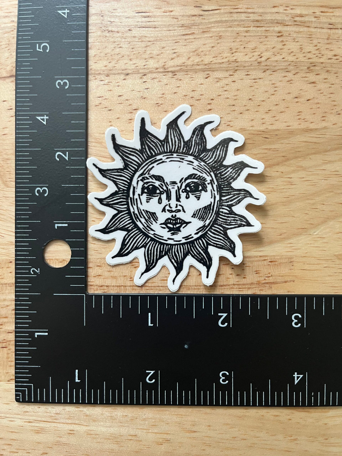 Sad Sun Sticker - weatherproof adhesive, UV protective laminate