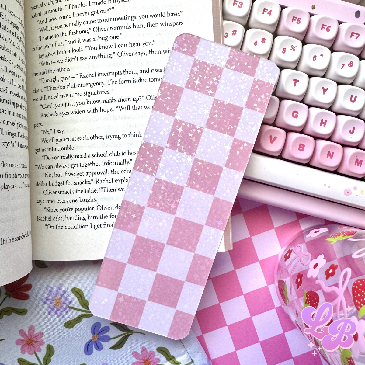 Pink Seashells Holographic Bookmark