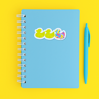 Duck Duck Pansexual Duck Sticker - Duck Duck Gray Duck - Duck Duck Pride Duck - Pansexual Pride - 3.5"x1.5"