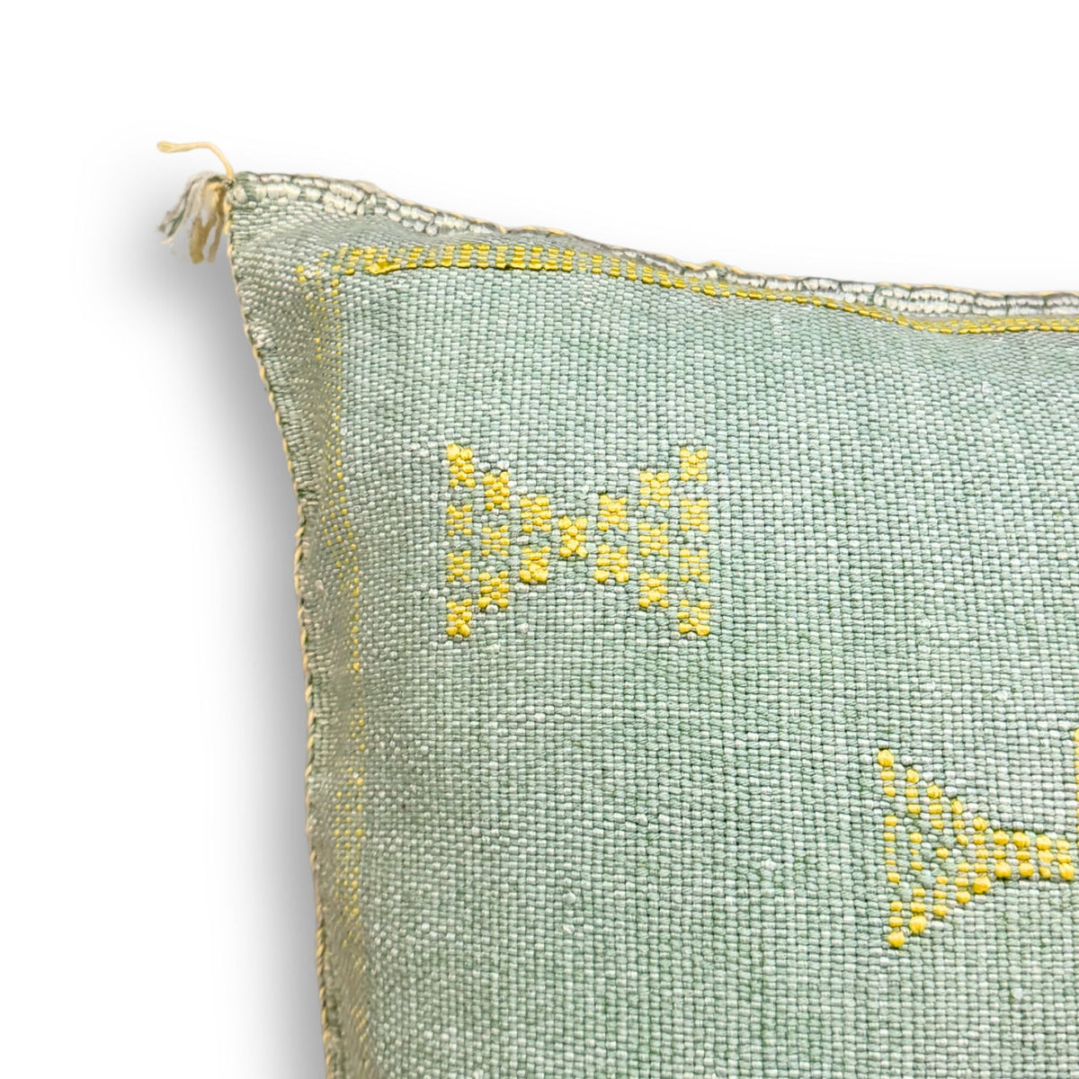 Mint Green Sabra Cactus Silk Kilim Pillow Cover | Handwoven Moroccan Home Decor