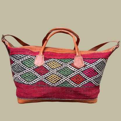 Kilim &amp; Leather Weekender Bag