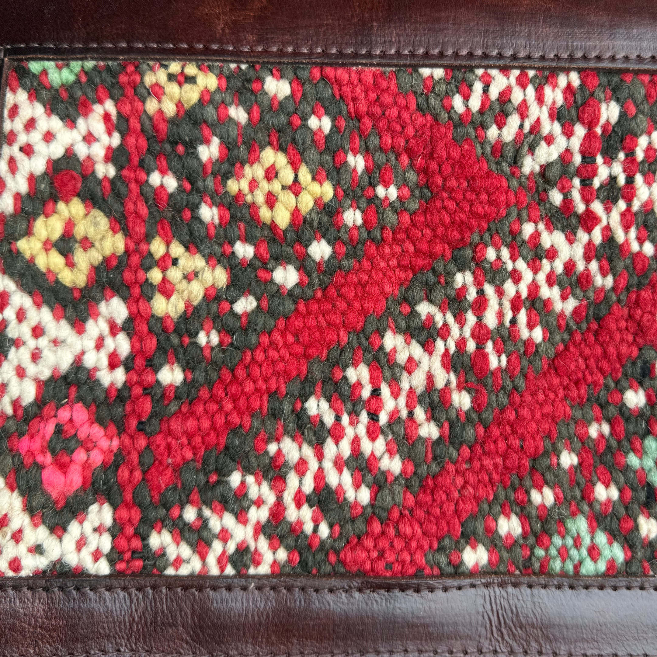 Leather &amp; Kilim Crossbody Bag – Handmade in Morocco from Full-Grain Vegetable-Tanned Leather