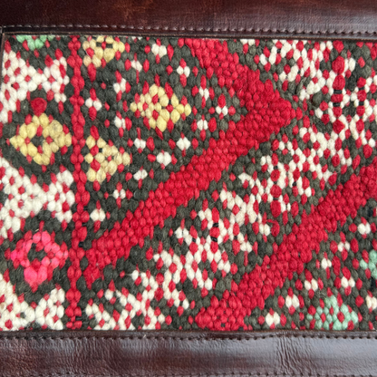 Leather &amp; Kilim Crossbody Bag – Handmade in Morocco from Full-Grain Vegetable-Tanned Leather
