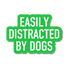Green sticker with white text &