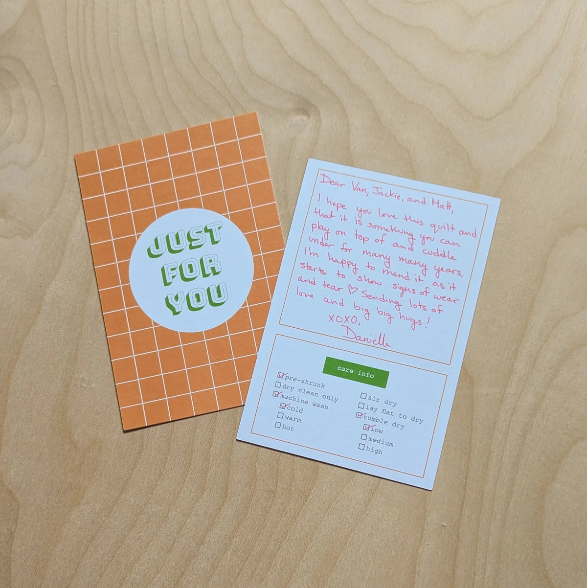 Cards with Care Instructions For Knit &amp; Sewn Gifts