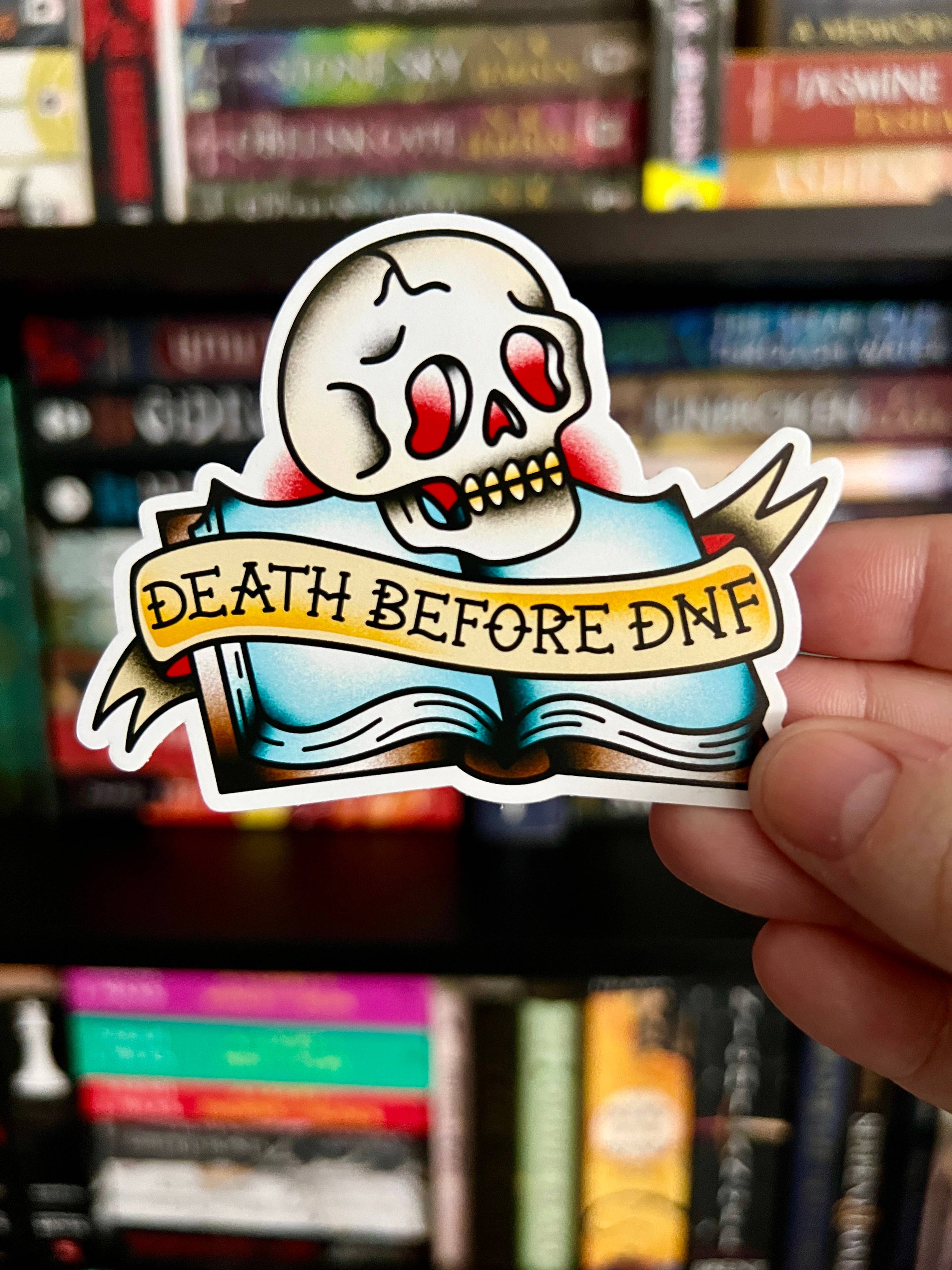 Death Before DNF Sticker | Funny Book Lover Matte Vinyl Decal