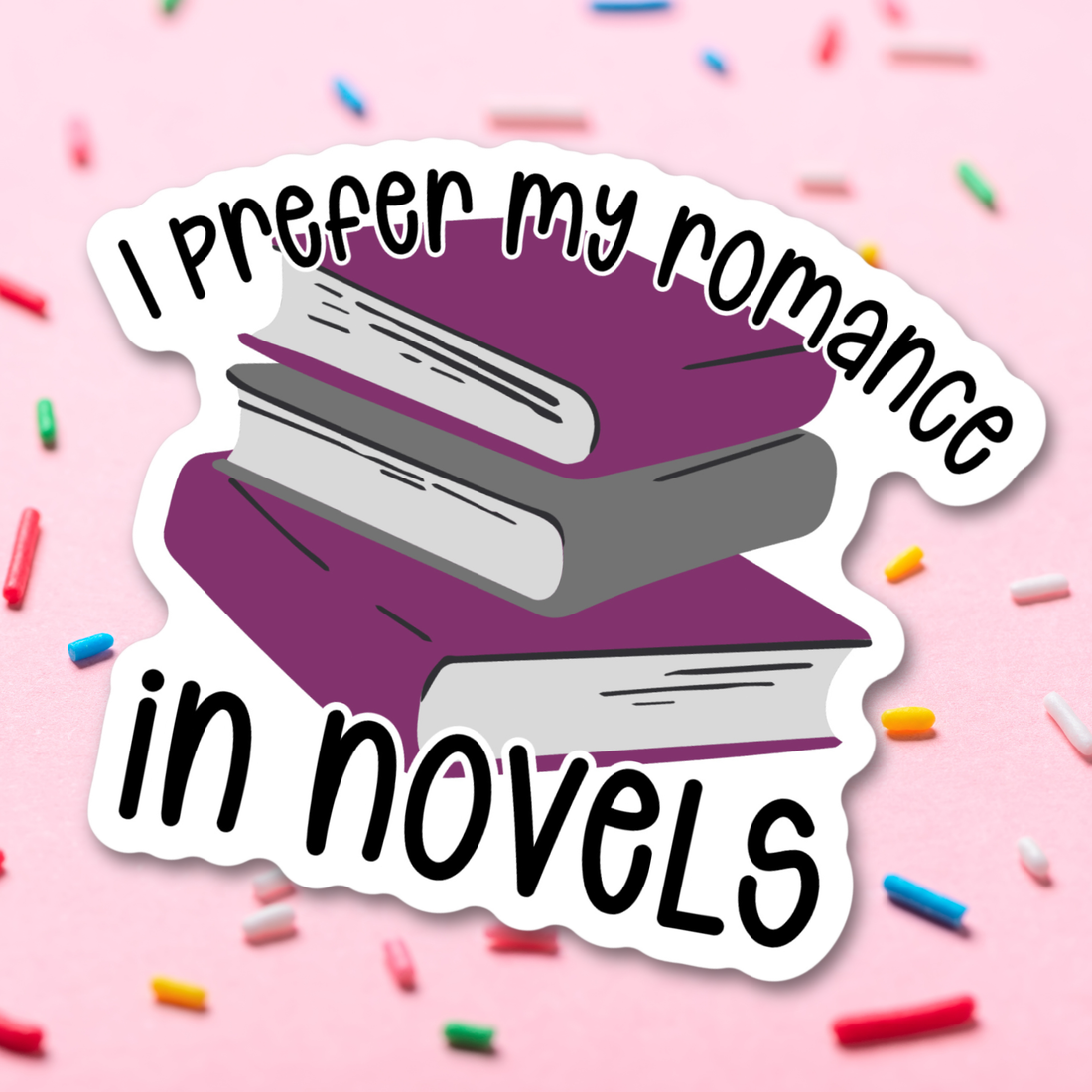 Sticker with books and text &