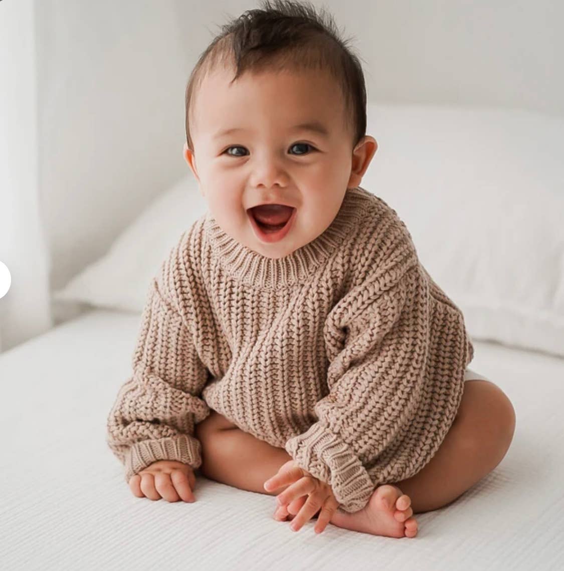 OLIVE &amp; CRADLE - Baby Sweater Chunky Braided knit Cotton oversize style