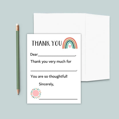 Boho Rainbow - Fill-in Thank You Notes - The Note House