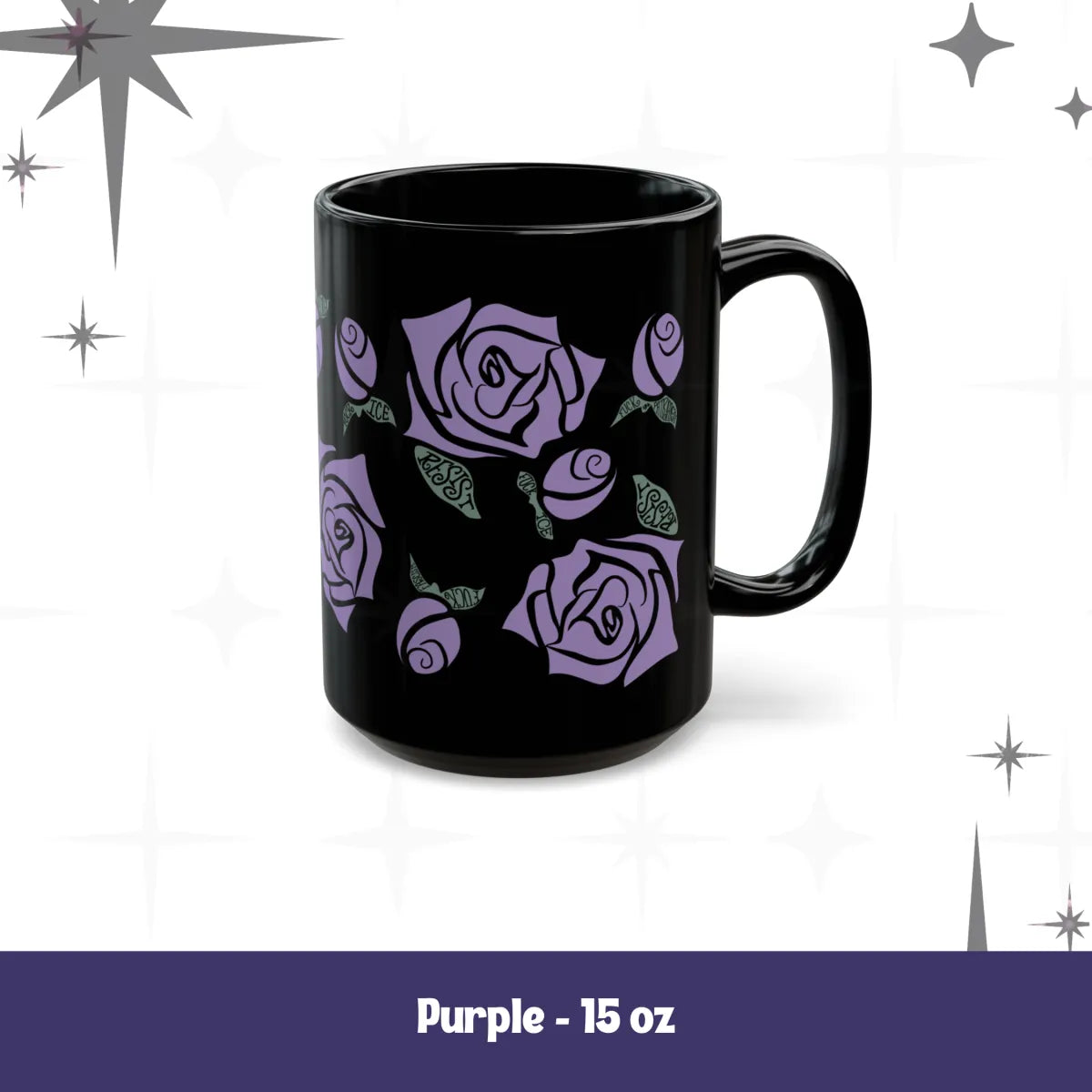 Black Ceramic Floral Rose Mug – Hidden Message Feminist Resist Coffee Mug Adult Language
