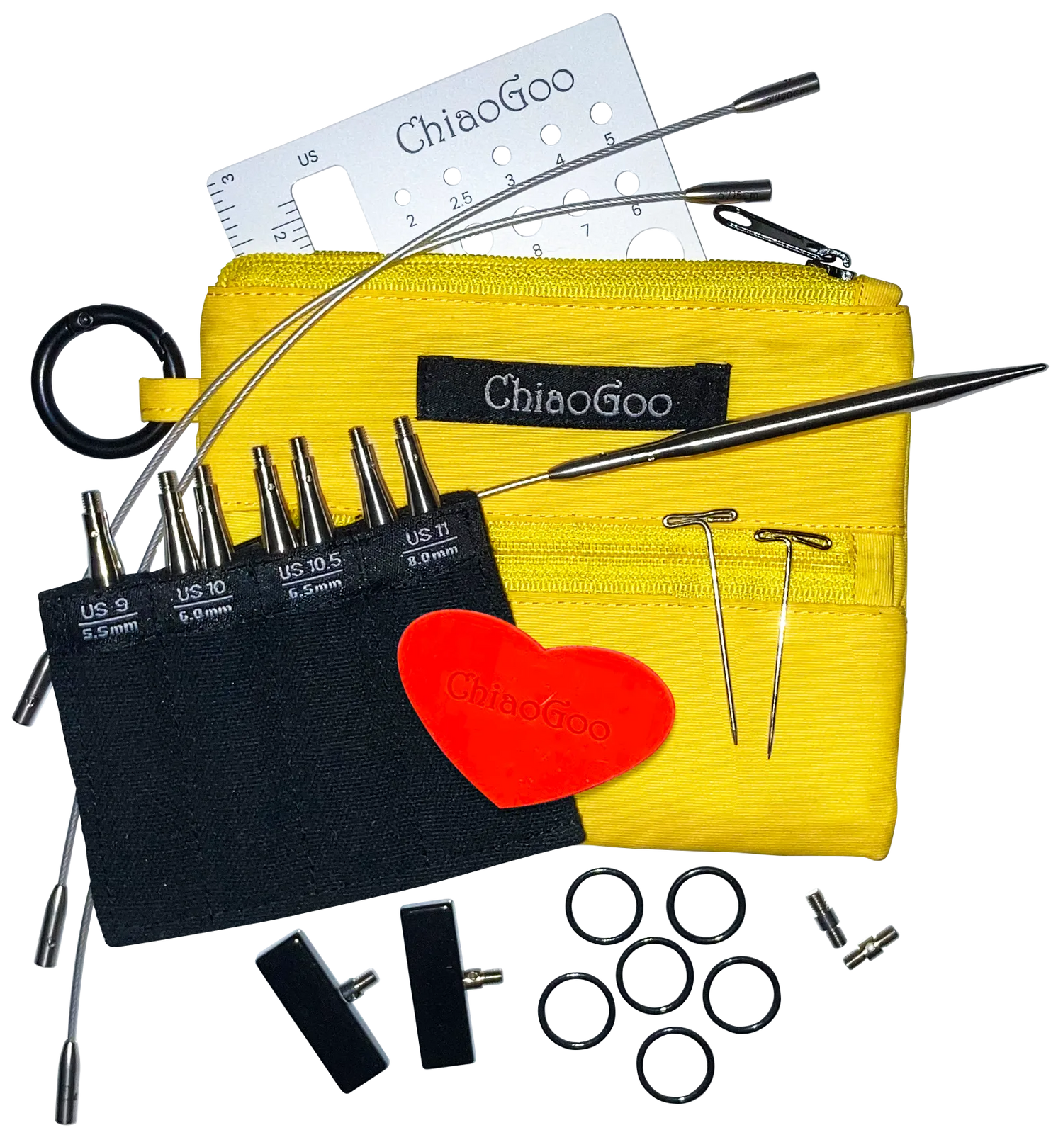 ChiaoGoo TWIST Yellow Shorties Set - 3" (8cm) Tips [L] (Sizes US 9-11)