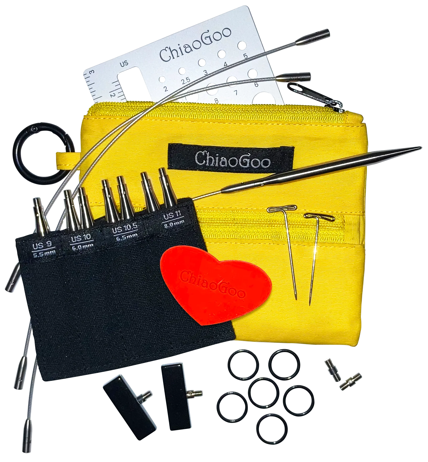 ChiaoGoo TWIST Yellow Shorties Set - 3" (8cm) Tips [L] (Sizes US 9-11)