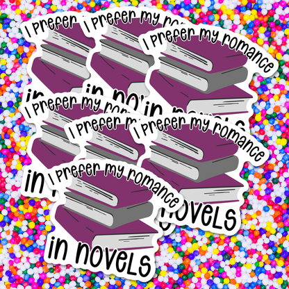 Sticker with a stack of books and text &