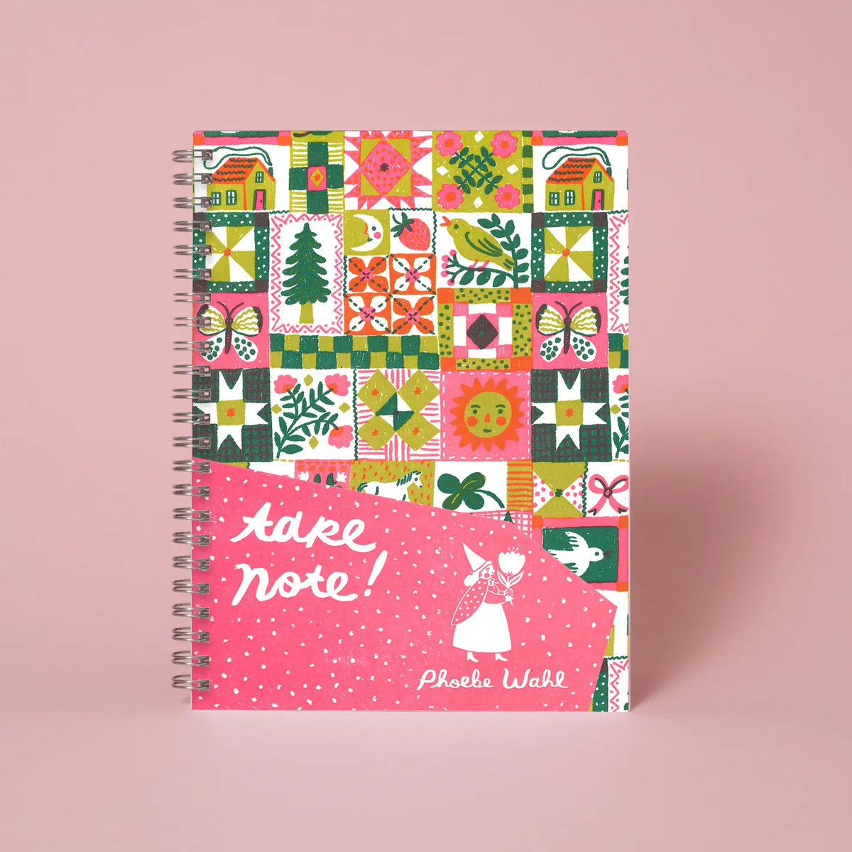 6 X 8" Spiral Blank Notebook - Folk Quilt