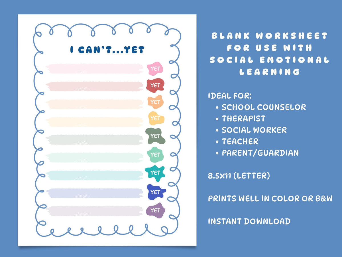 Growth Mindset Worksheet | I Can&