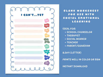 Growth Mindset Worksheet | I Can&
