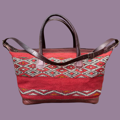 Kilim &amp; Leather Weekender Bag