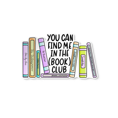 Sticker with book design and text &