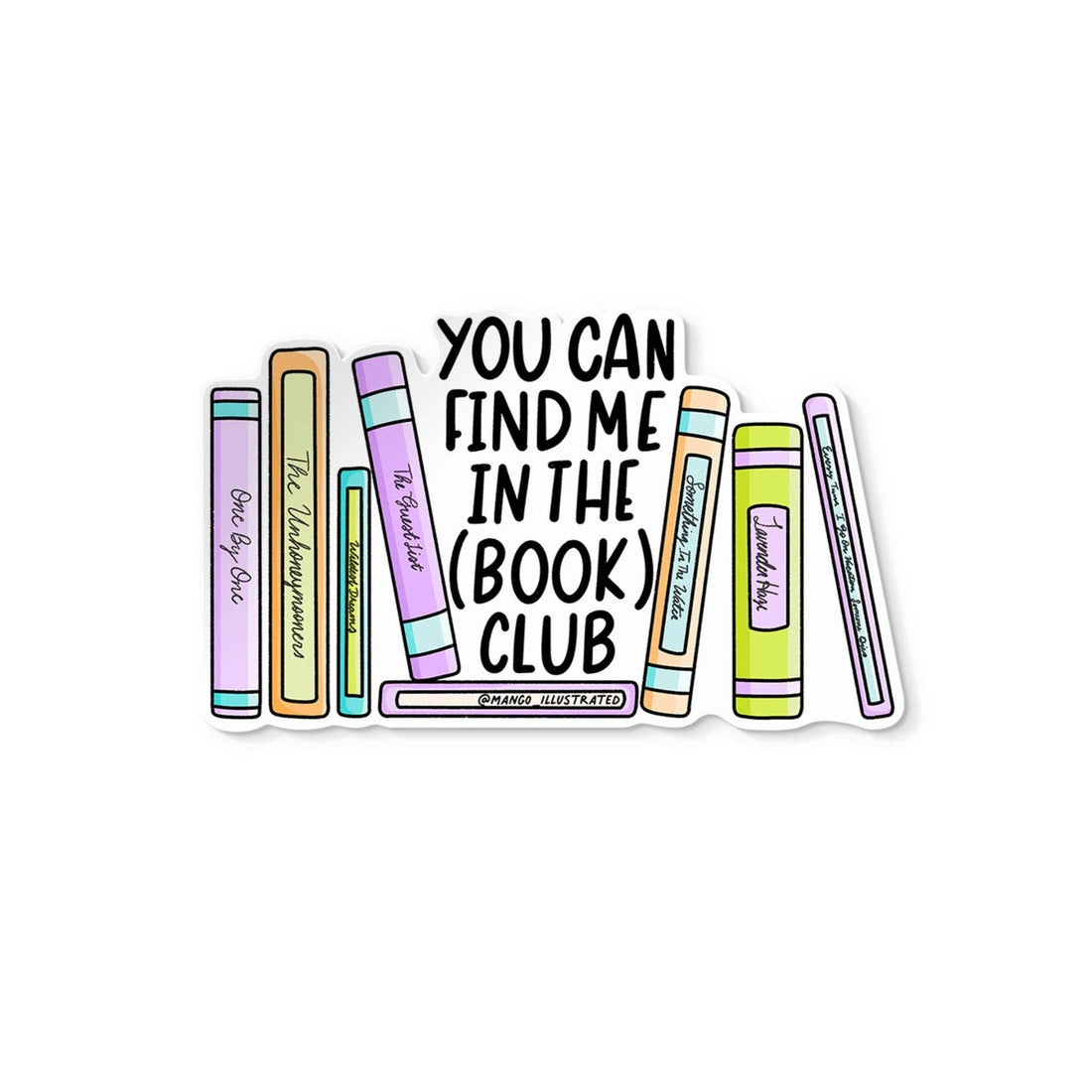 Sticker with book design and text &