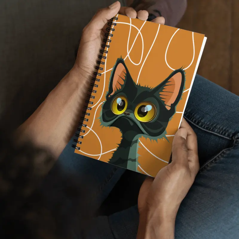 Cat with Orange Background Spiral notebook - 4Legz