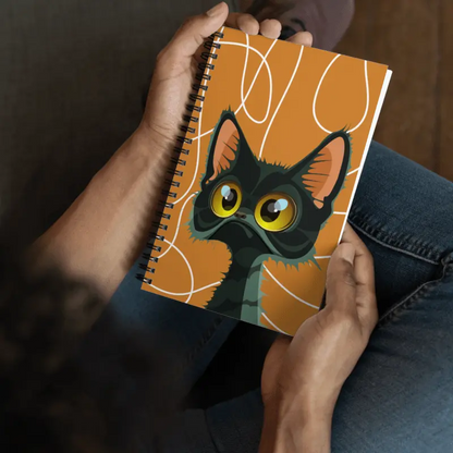 Cat with Orange Background Spiral notebook - 4Legz