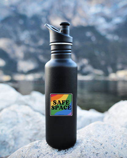 Black water bottle with a rainbow &