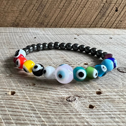SariBlue® All The Good Juju Evil Eye Hematite Bracelet