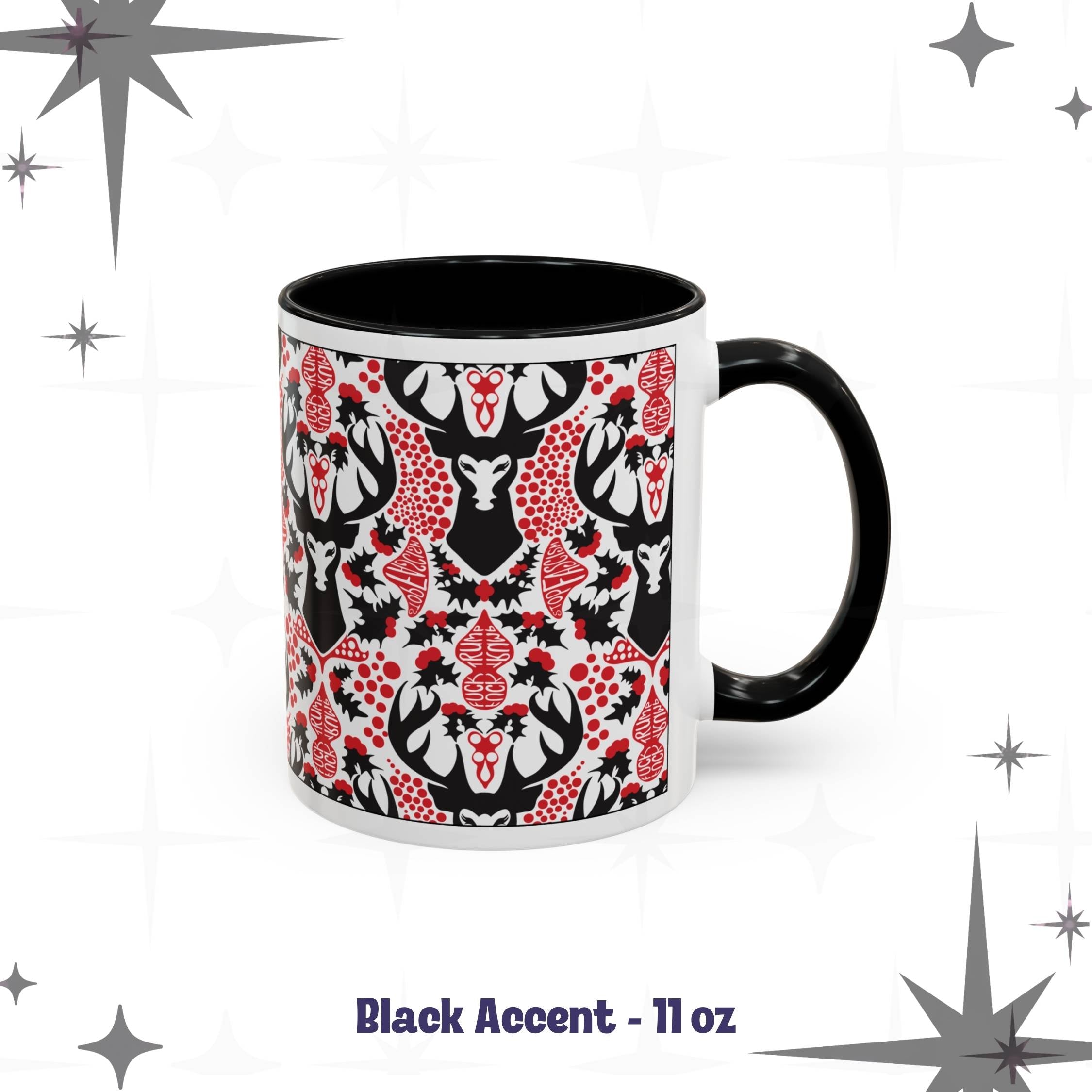 Hidden Message Mug “F*ck Trump” “Stop Fascism” Woodland Stag Damask