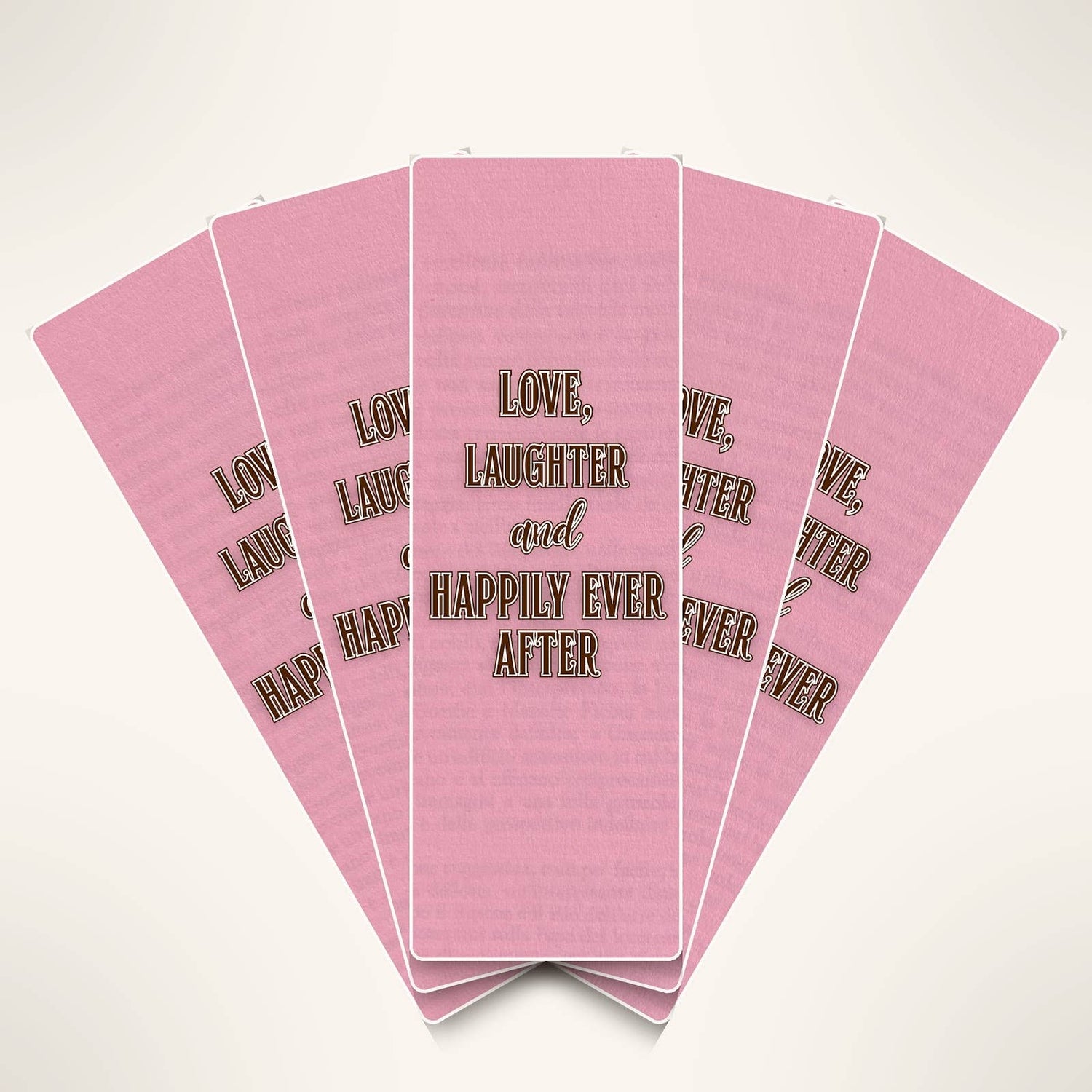 Stack of pink cards with text &