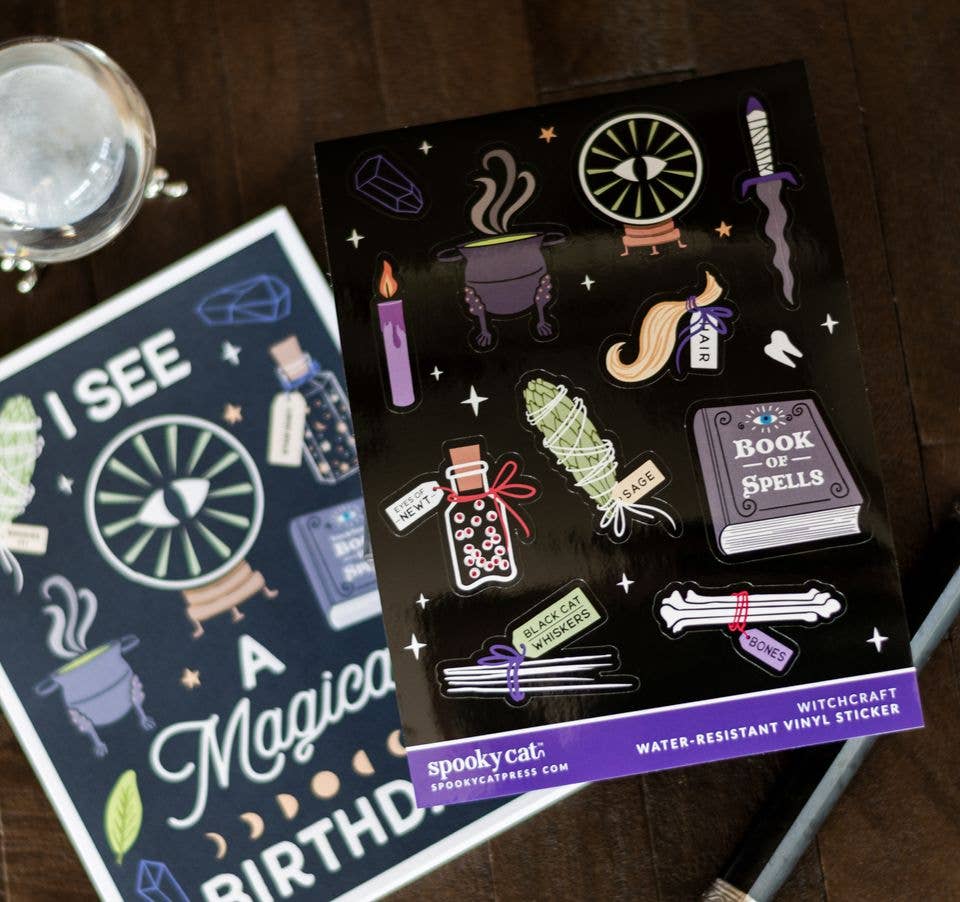 Witchcraft Sticker Sheet | Gothic Witchy Vinyl Stickers