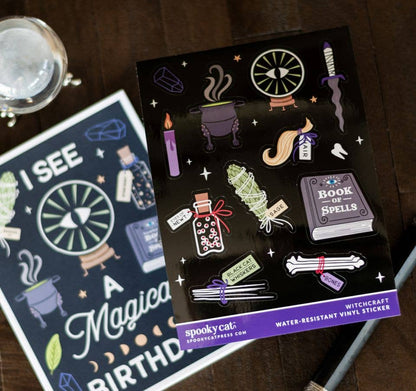 Witchcraft Sticker Sheet | Gothic Witchy Vinyl Stickers