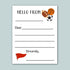a blank letterhead with a sports ball and flag design, along with a message that reads "Hello from Sincerely".