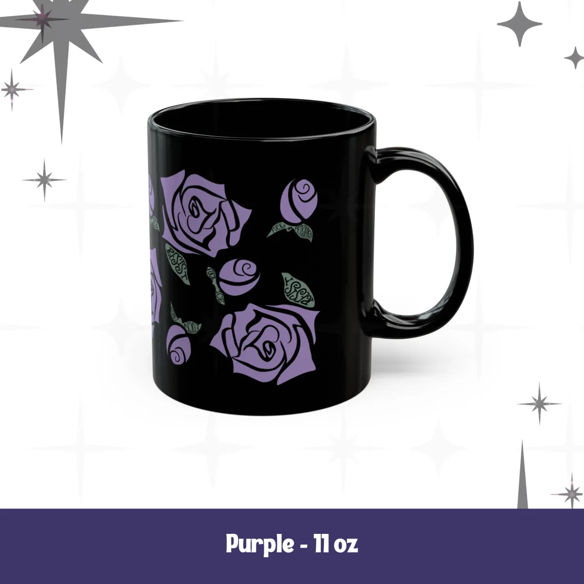 Black Ceramic Floral Rose Mug – Hidden Message Feminist Resist Coffee Mug Adult Language