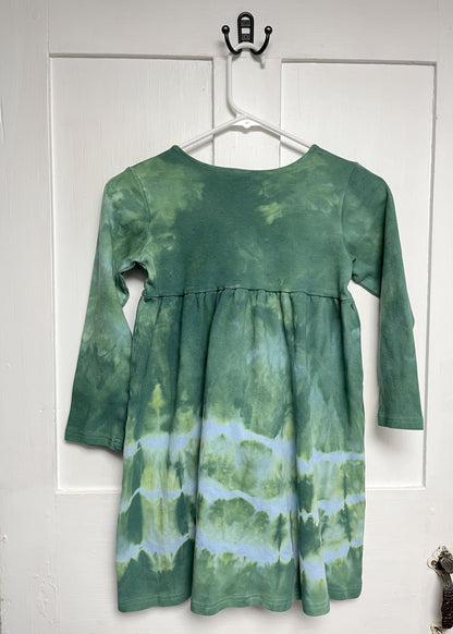 Mountain Dress, Green Mountain Dress, Girls Mountain Dress, Long Sleeve Dress, Mountain Lovers Dress, Dress for Hiker, Tie Dye Dress