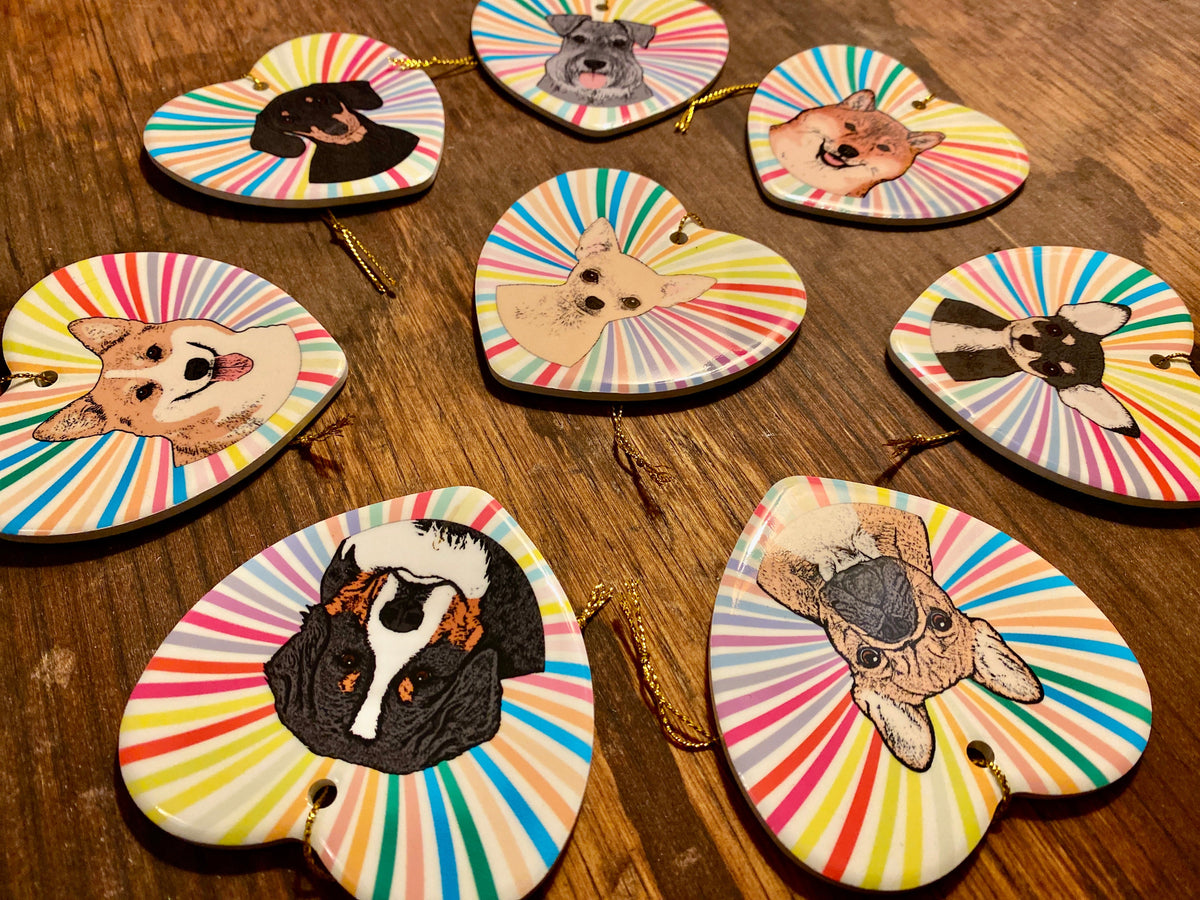 Tuxedo Ceramic Heart Ornament