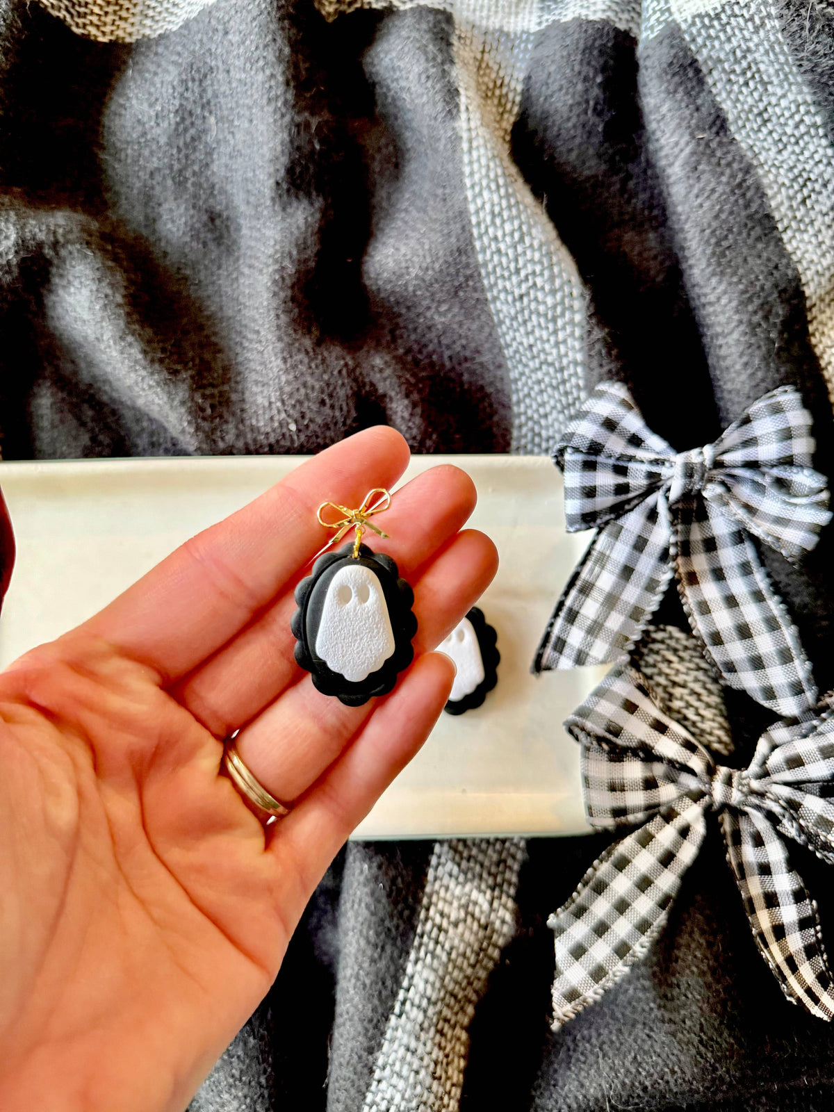 Ghost Frame Earrings | Polymer Clay Halloween Earrings