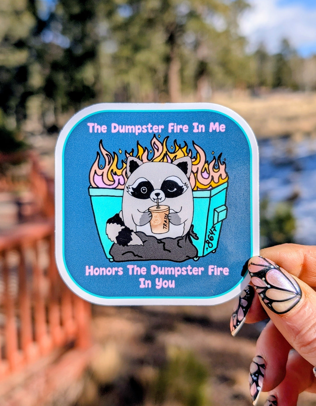 Dumpster Fire Namaste Feminist Vinyl Sticker