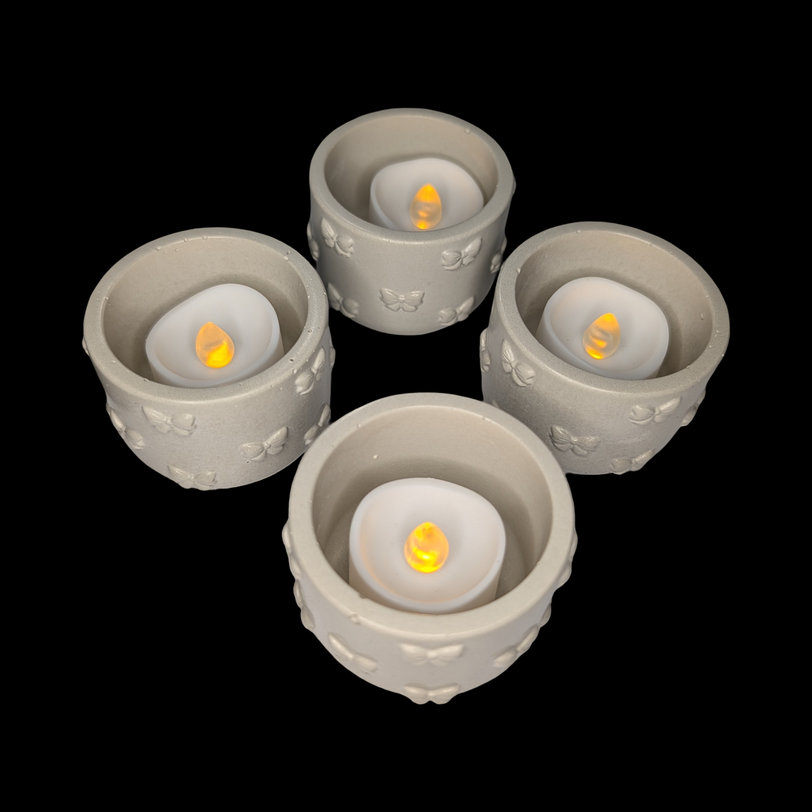 Concrete Bow Candle Holder, Cute Coquette Mini Planter, Aesthetic Tea Light Votive Holder, Small Desk Organizer &amp; Catchall Dish, Ribbon Decor