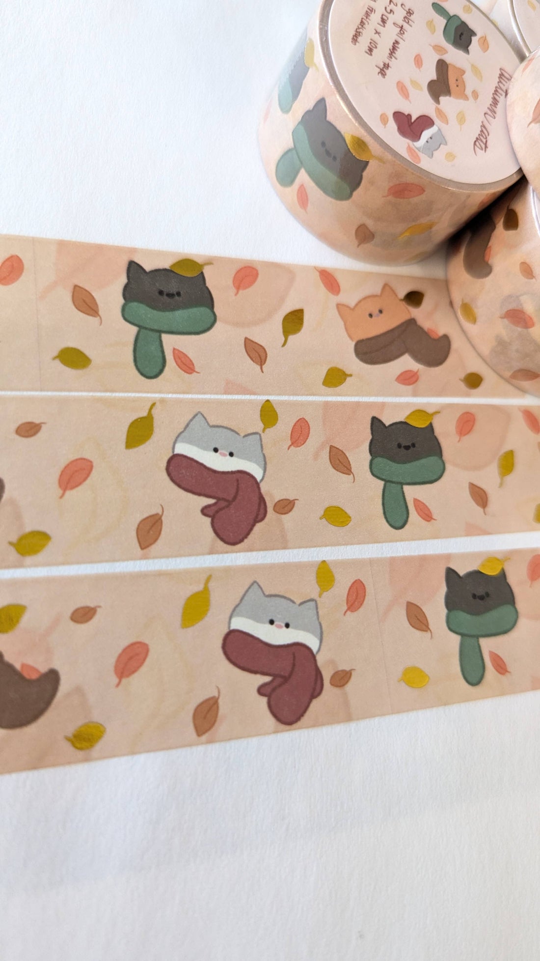 Cozy Cats Gold Foil Washi Tape
