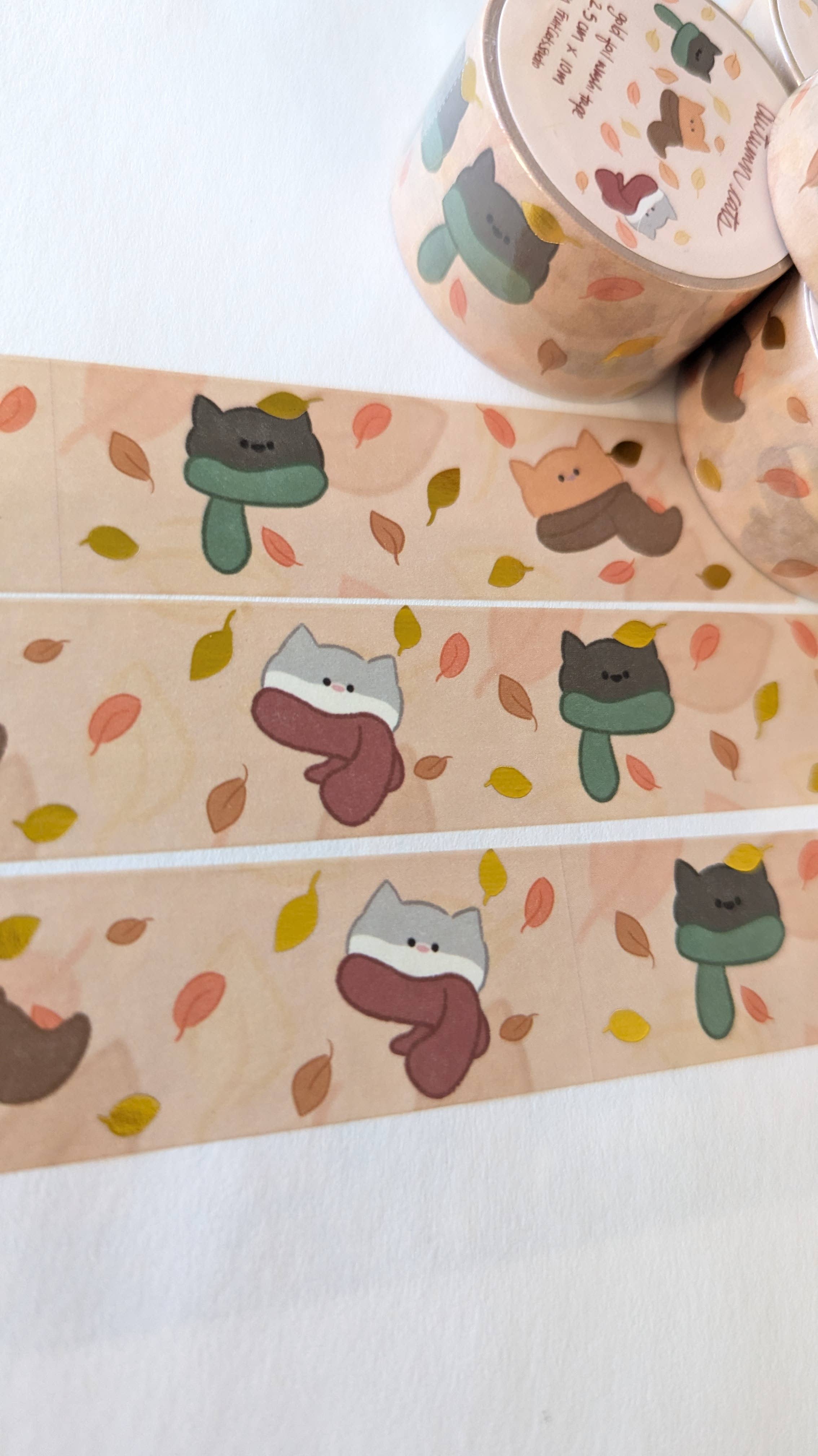 Cozy Cats Gold Foil Washi Tape