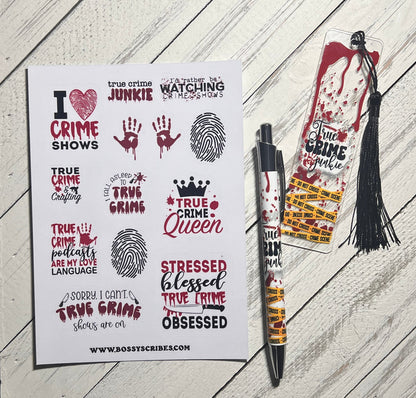 True Crime Bundle | Sticker Set for Crime Podcast Fans | Bossy Scribes