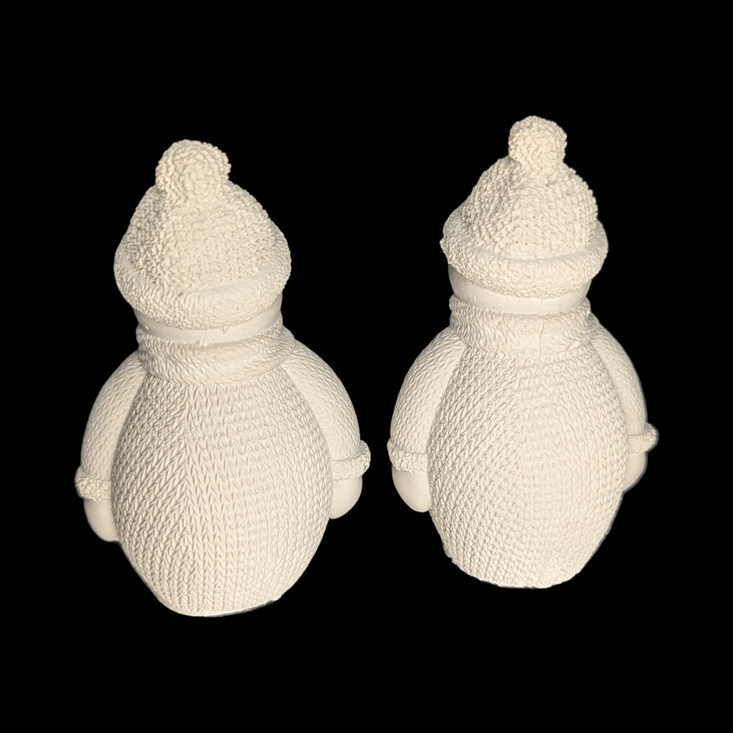 Concrete Snowman Figurine, Knit Sweater Winter Decor, DIY Paint Blank, Tiered Tray Christmas Snowmen Set
